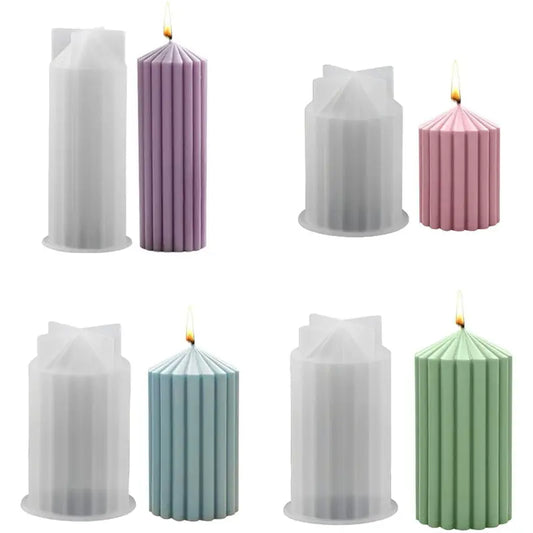 Silicone Candle & Resin Mold - 3D Striped Pillar (4 sizes)