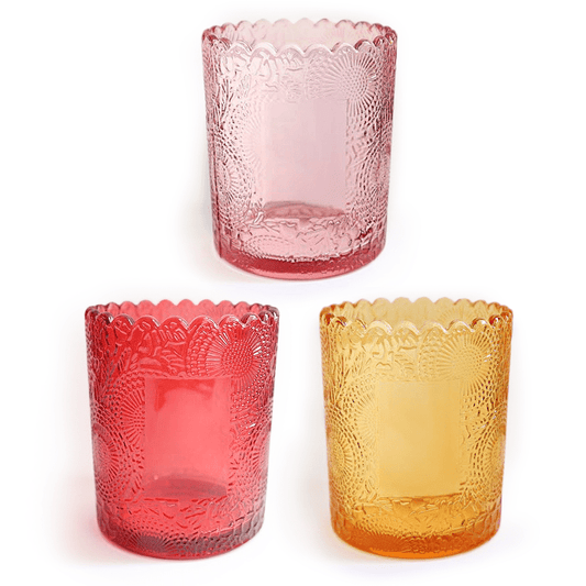 glass candle containers with scalloped edge