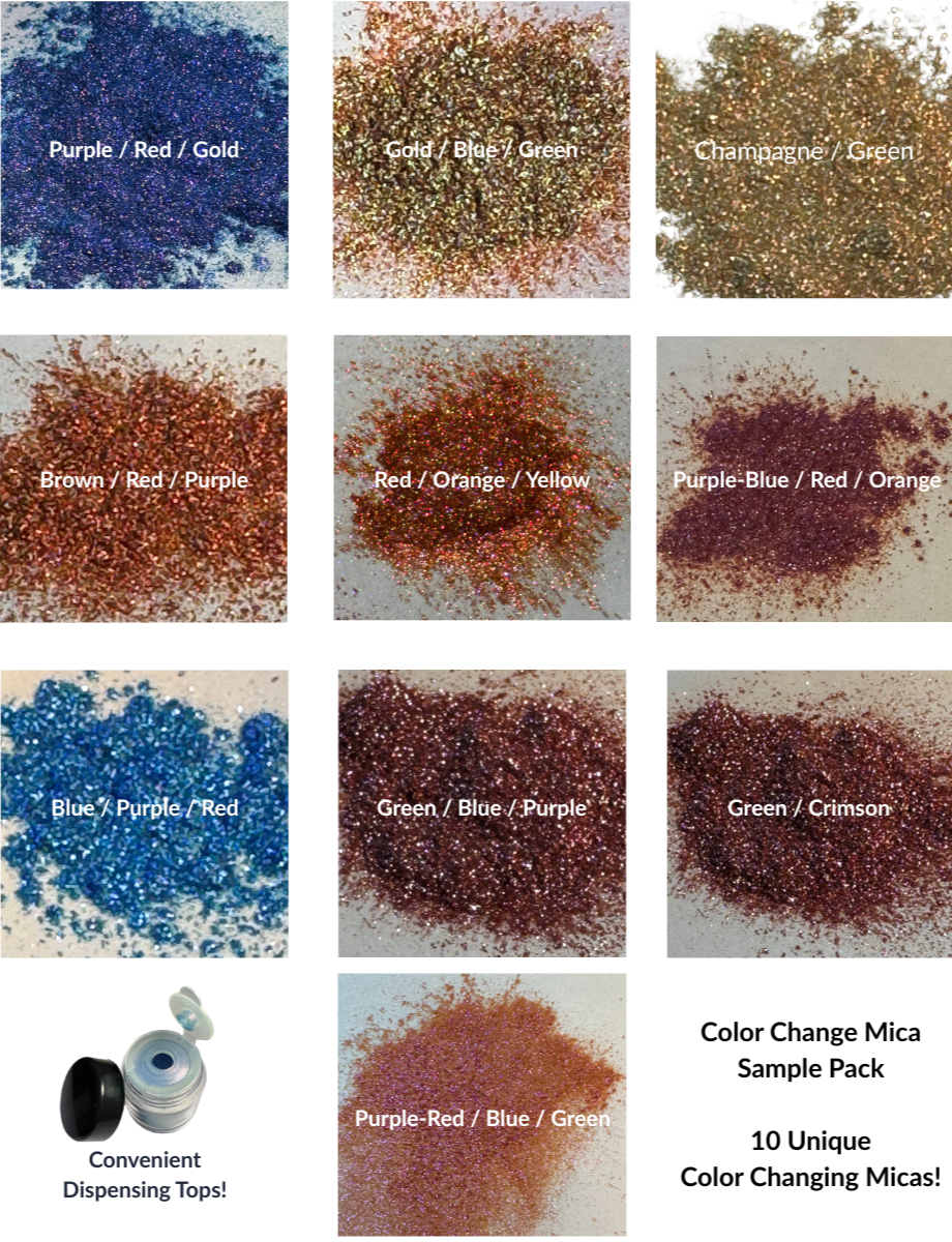 * Chameleon Color Change Mica Sample Pack - 10 Jars of Color Changing Mica Pigment