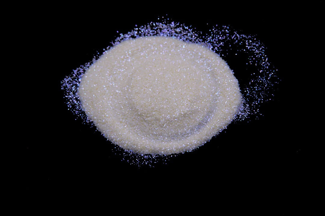white glitter with blue sparkle