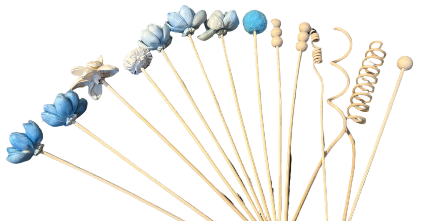 Reed Diffuser Bouquet - Decorative Flower Reed Diffuser Sticks (Blue #1)
