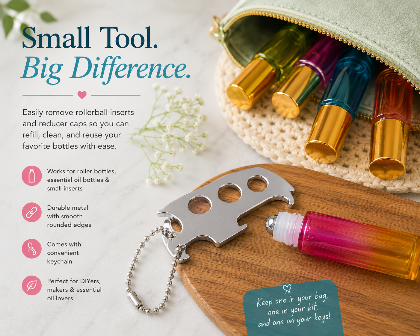 Roller Bottle Opener | Essential Oil Bottle Key