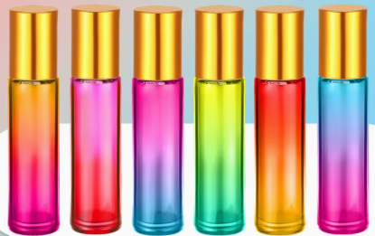 10ml Prism Glow™ Gradient Glass Roller Bottles with Gold Caps