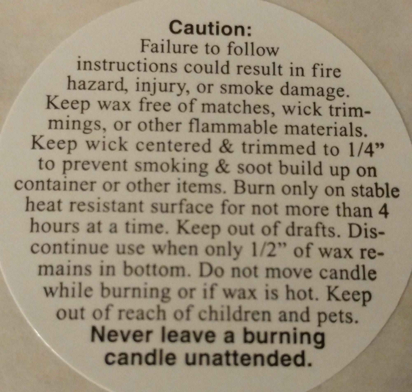 Candle Warning Label - Small (1.25")