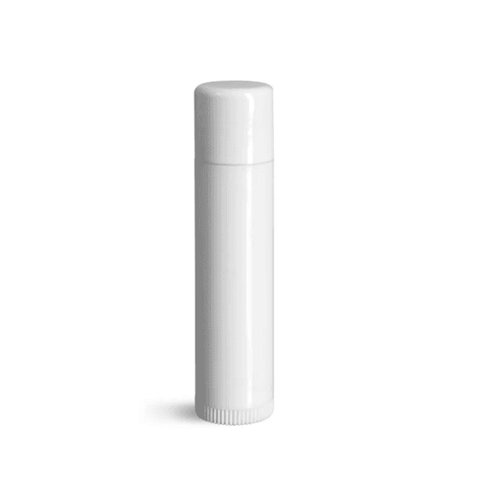 Lip Balm Tube w/ Cap - White - Round Set - Standard Size .15oz