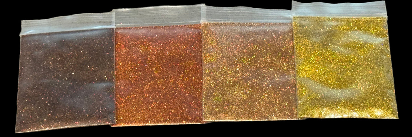 Yellow Orange and Brown Holographic Glitter