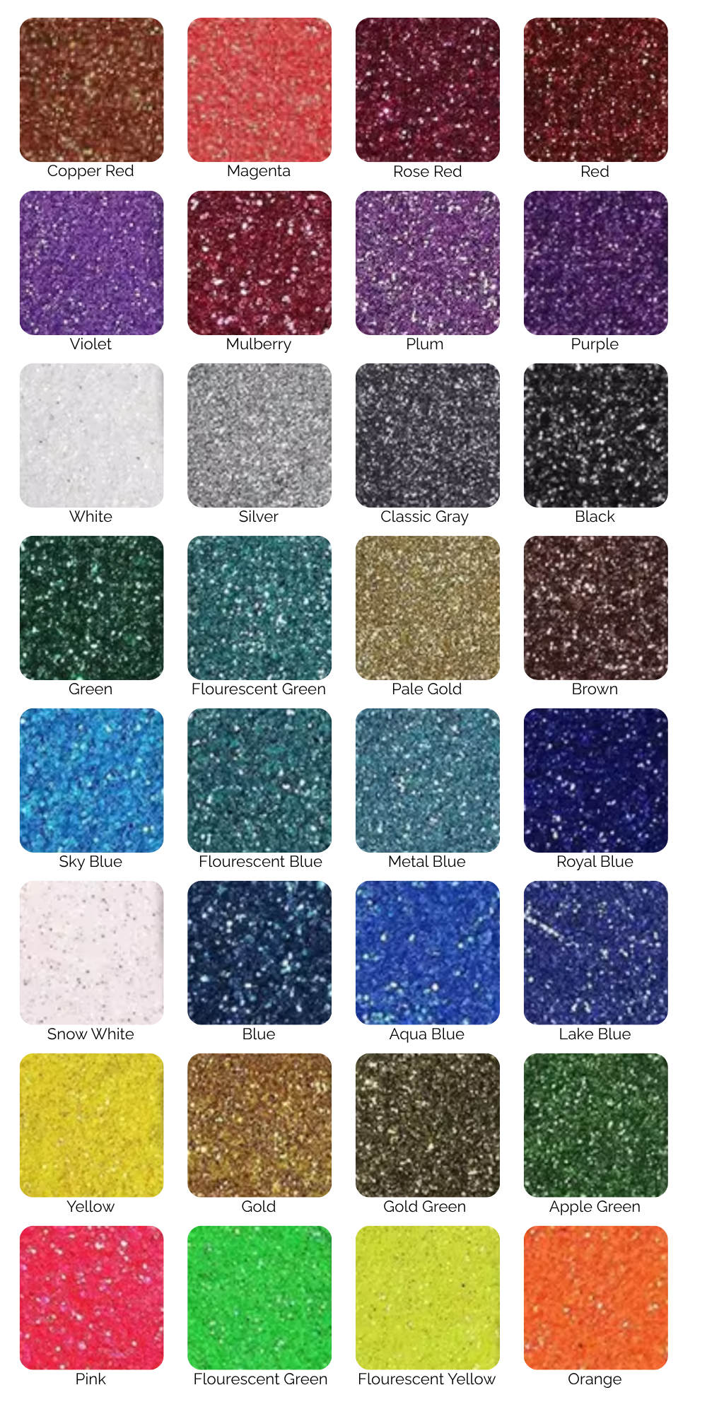 32 Color Holographic Glitter Sample Pack