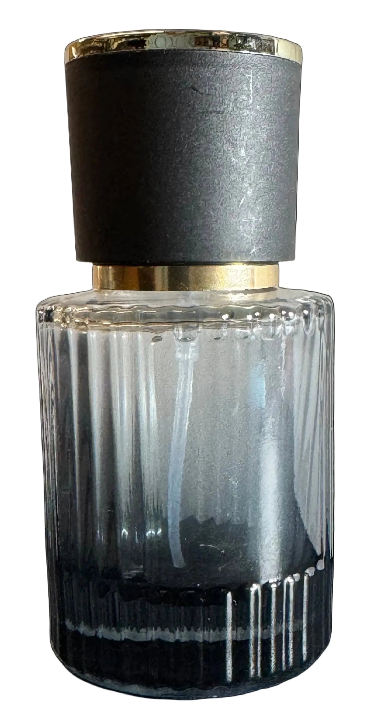 Black Glass Cologne and Perfume Bottle with Gold accents