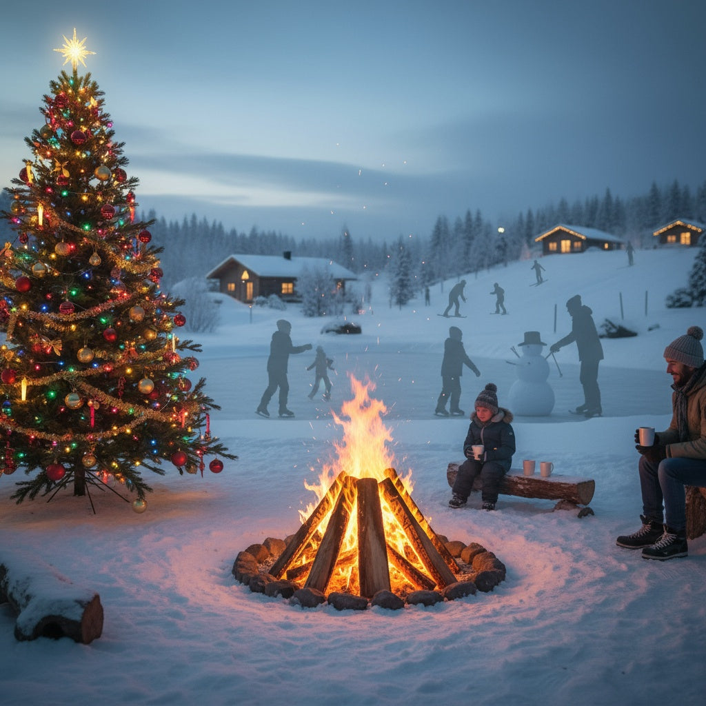 Gathering around a Bonfire for Christmas