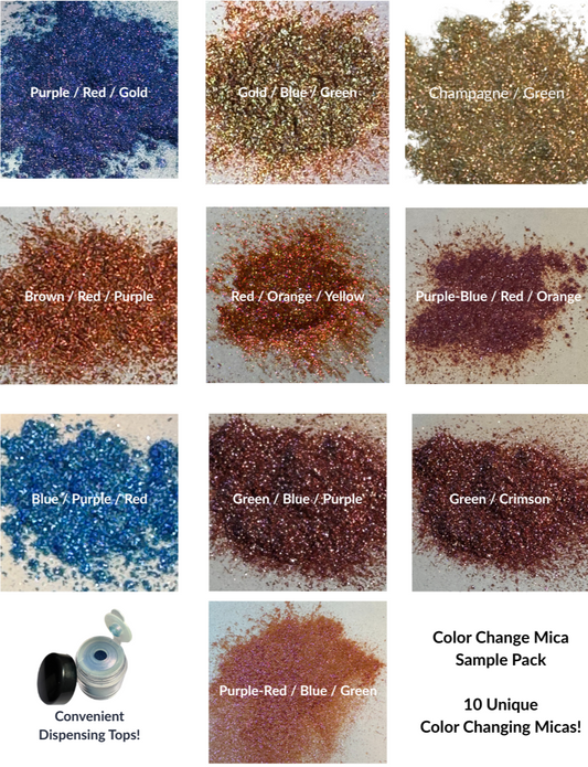 * Chameleon Color Change Mica Sample Pack - 10 Jars of Color Changing Mica Pigment