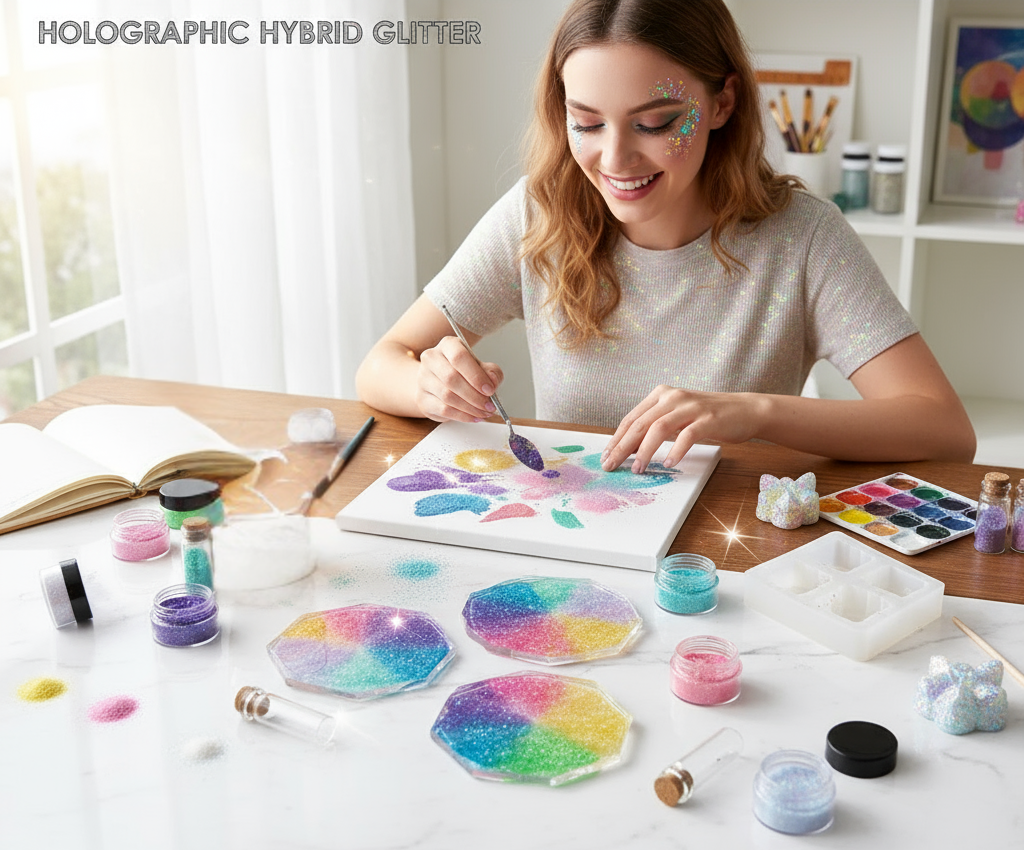 Holographic Hybrid Glitter with Mica