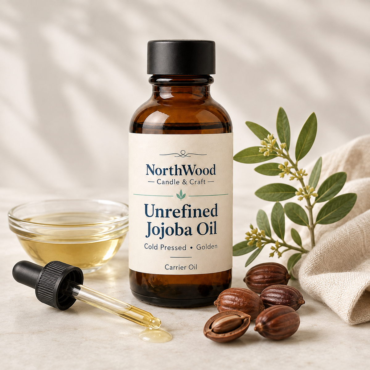 Unrefined Jojoba Oil – Cold Pressed, Golden
