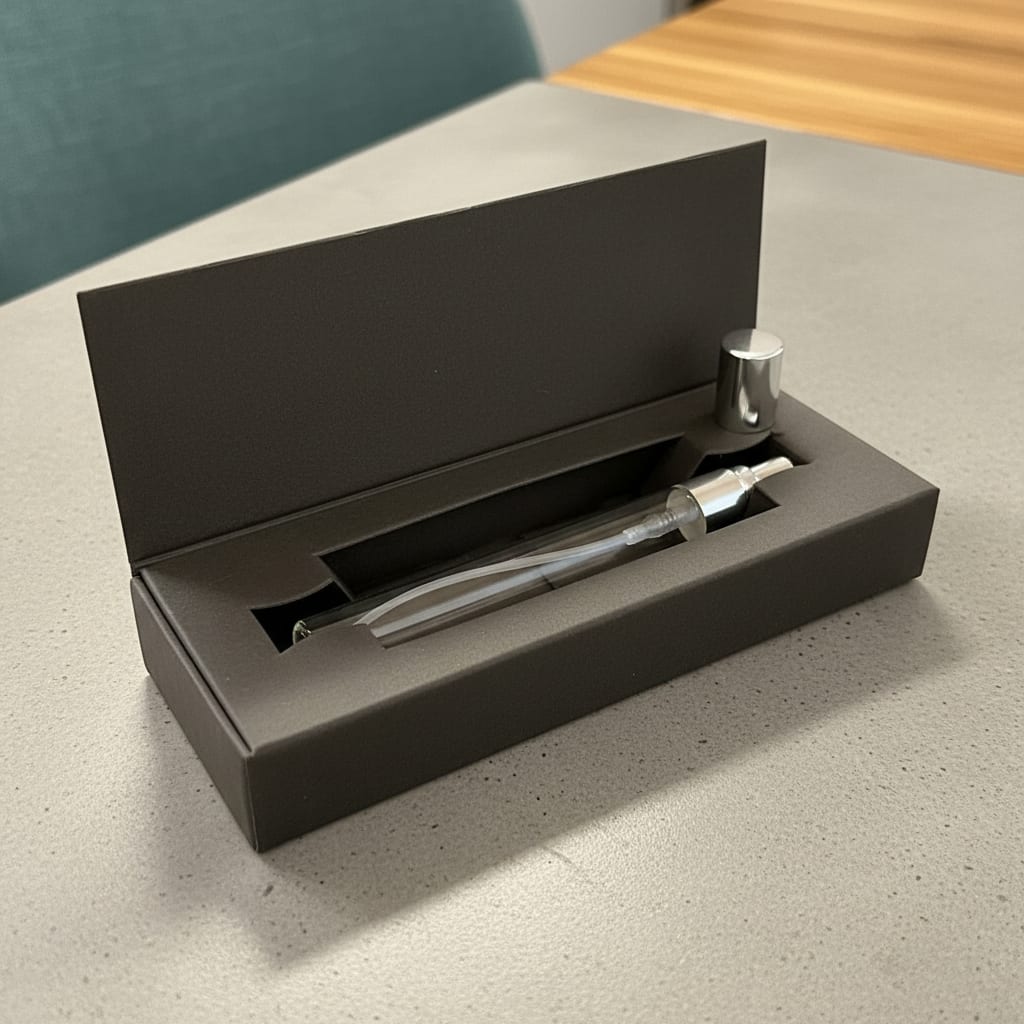 ScentShot Sampler Bottle & Gift Box - 10ml Glass Perfume and Cologne Bottle w/ Silver Cap & Black Box