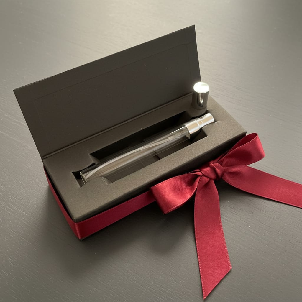 ScentShot Sampler Bottle & Gift Box - 10ml Glass Perfume and Cologne Bottle w/ Silver Cap & Black Box