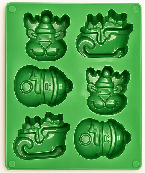 Reindeer, Sleigh & Snowman 6-Cavity Silicone Mold