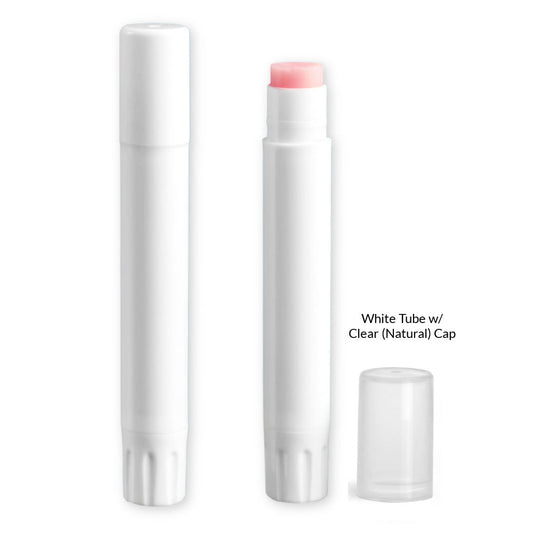 White Slim Line Lip Balm Tube and Cap Set - Make Your Own Lip Balm 