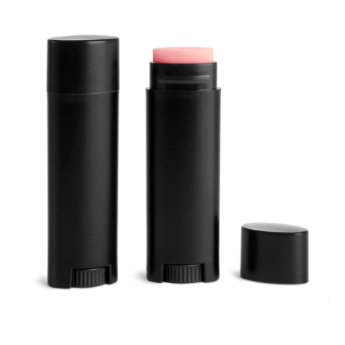 black oval lip balm tubes